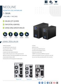 TESCOM NEOLINE 3KVA 6x12V/9AH Akülü 1F/1F ONLİNE LCD Ekranlı 5/10 DK UPS 900040102 3KVA - 1